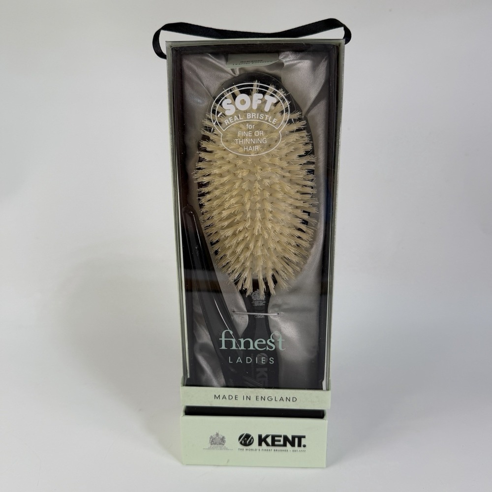 Kent Ladies Finest Brush Soft Bristle W/ Cleaner Made In England Thinning Hair